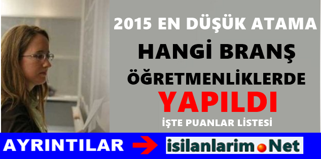 2015 Öğretmen Atamaları En Düşük Puanlar
