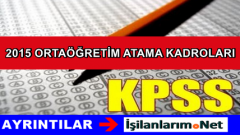 KPSS 2015/1 Haziran Ortaöğretim Atama Kadroları