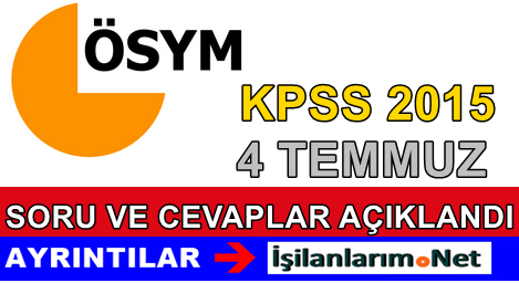 KPSS 2015 A Grubu Öğretmenlik Soru Cevaplar