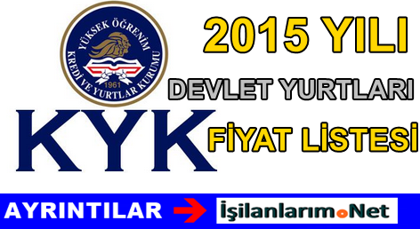 KYK Devlet Yurdu Fiyat Listesi