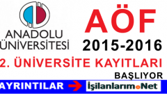 AÖF 2015-2016 İkinci Üniversite Kayıtları 9-22 Eylül 2015