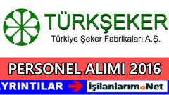 Türkiye Şeker Fabrikaları Personel Alımı 2016