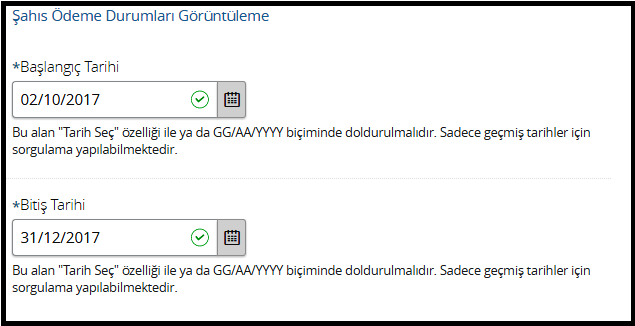 şahıs ödeme durumları görüntüleme