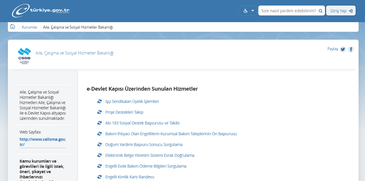 aile bakanlığı hizmetler